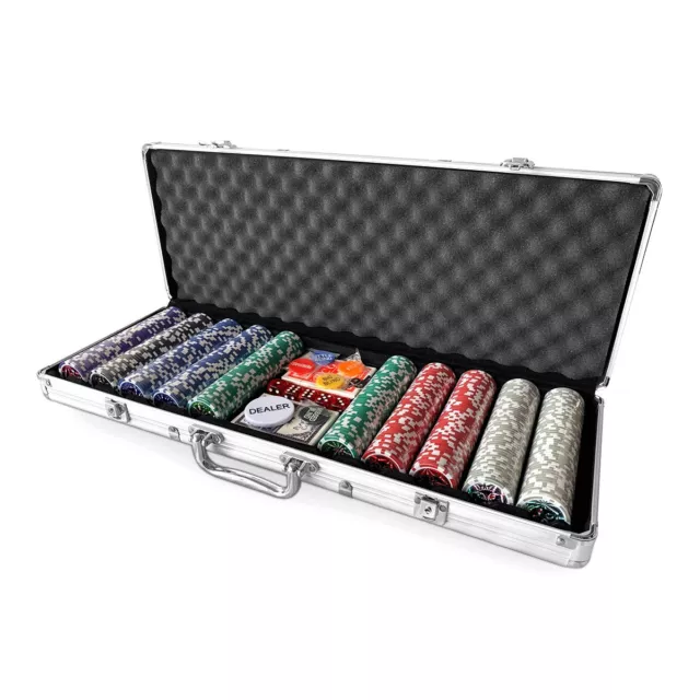 Aluminium Case 500 Holographic Butterfly Chip Professional Poker Set Casino Dice 3