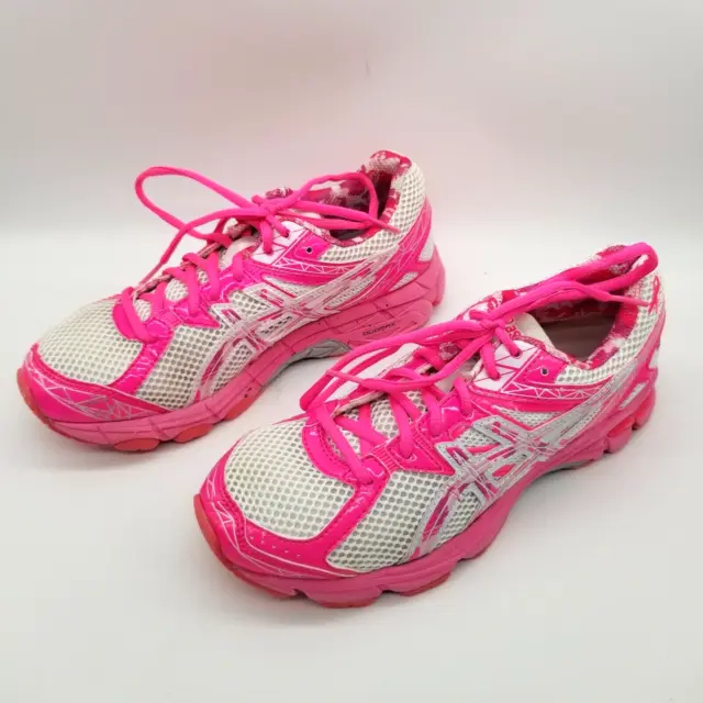 Asics Womens GT-1000 3 GS C465N Pink White Lace Up Low Top Running Shoes Size 6