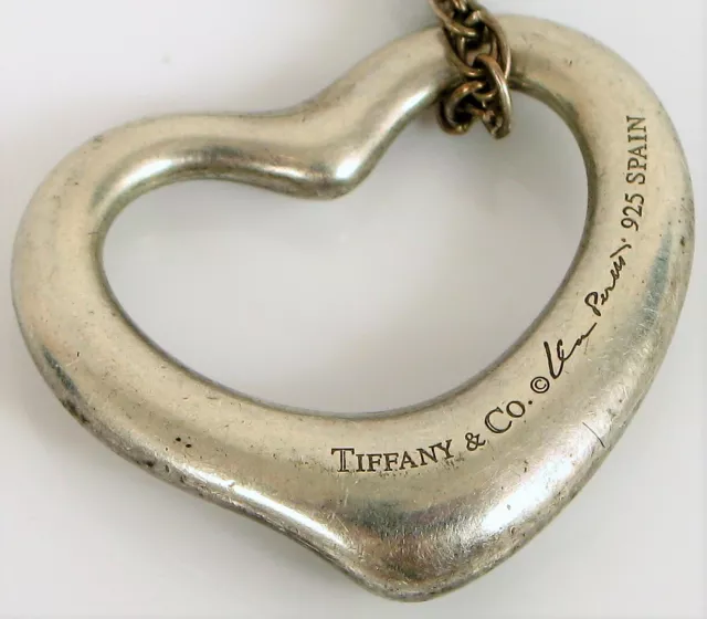 Vintage Designer Signed Tiffany & Co Elsa Peretti Sterling Silver Heart Necklace 3