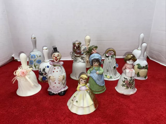 COLLECTIBLE VINTAGE BELL's- Porcelain, Ceramic & Glass, Lot of 12