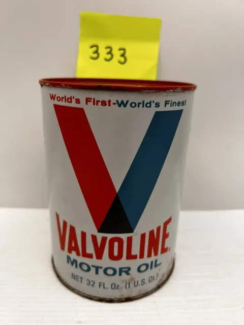 FULL Vintage Valvoline Motor Oil SAE 20W  32 FL. Oz. 1 U.S. Quart Oil Can - 333