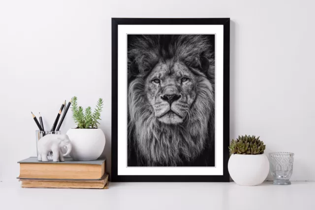 Lion Head Black And White Wall Art Print Strength Courage 4 Frame Sizes Poster