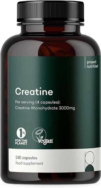 PURE CREATINE MONOHYDRATE Capsules 3000Mg - No Excipients or Fillers ...