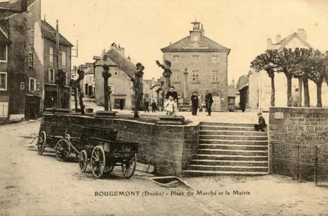 Carte ROUGEMONT Doubs Place du Marché et la Mairie