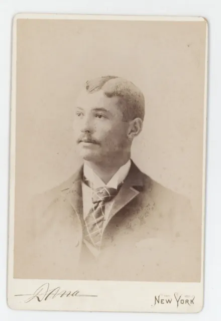 Antique Circa 1880s Cabinet Card Handsome Man With Mustache Dana New York, NY