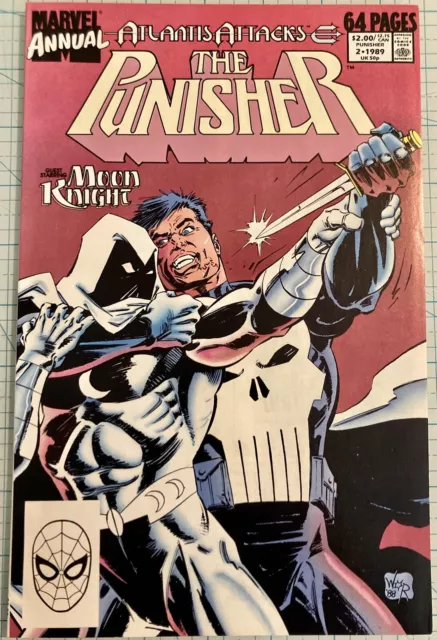 The Punisher Annual #2 NM 1st Battle of Moon Knight Atlantis Attacks 1990 Marvel
