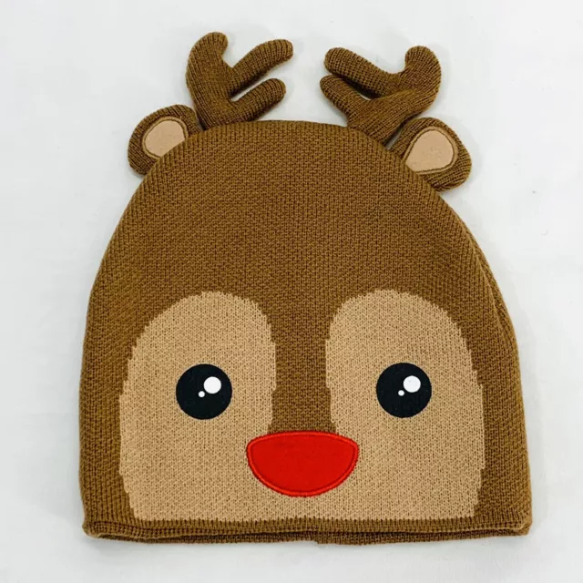 Reindeer Hat Beanie Skull Cap Kids Youth One Size Fits Most Holiday Christmas