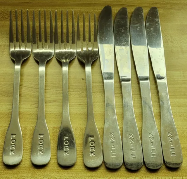 Vintage Flatware Set Stainless Steel 18/10 8 Pieces Knives Forks