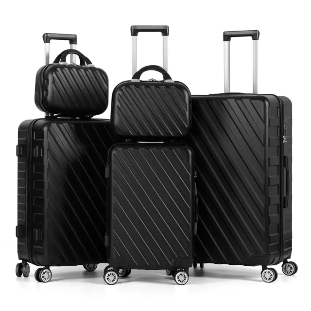 Luggage 5 Piece Set with TSA Carry on ABS Hard Shell Suitcase Spinner Travel Bag