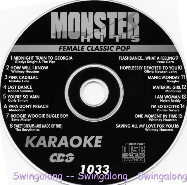 Female Classic Pop Monster Hits Karaoke CD+G #1033 Maddona,Olivia Newton,