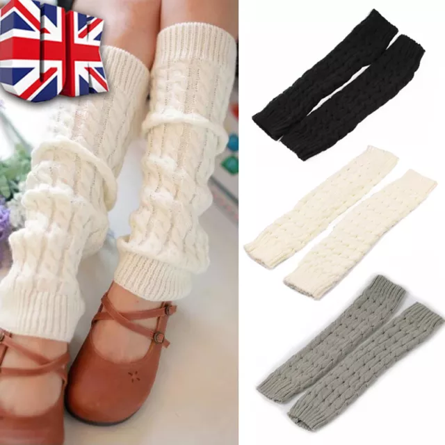 Ladies Winter Warm Leg Warmers Women Cable Knit Knitted Crochet Long Socks New
