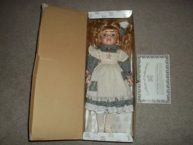 The Heritage Signature Collection 16" Heirloom Porcelain Collector Doll COA Box