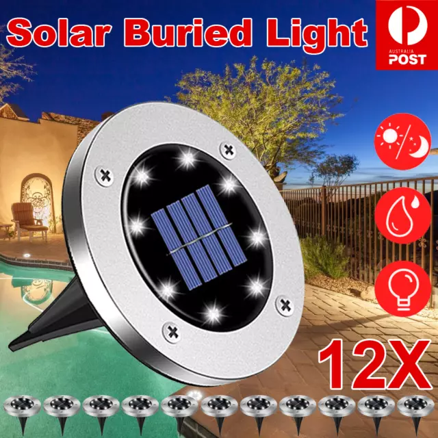 12X Solar Powered LED Buried Inground Recessed Light Garden Outdoor Deck Path 2