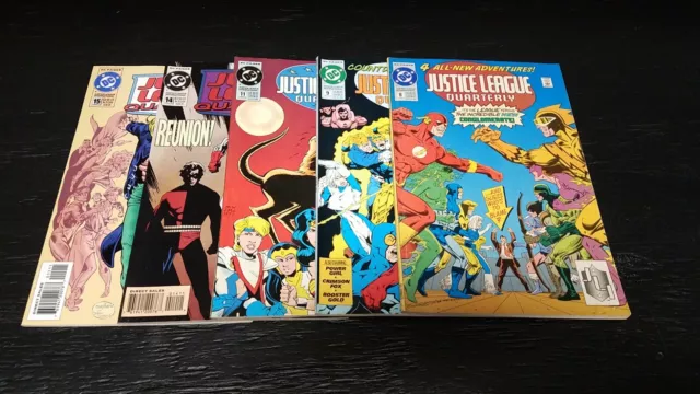 1992 Dc Comics Justice League Quarterly Lot Of 5 (#8-15) Mid Grade Vintage Flash