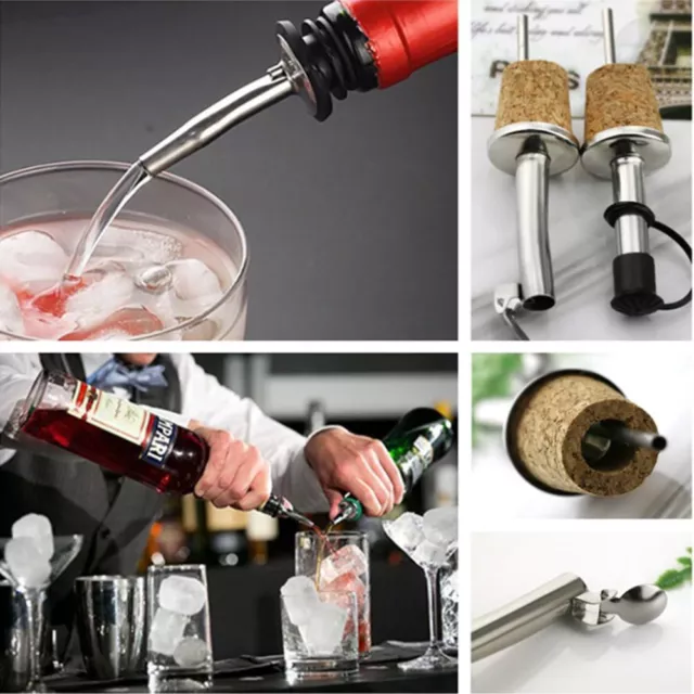 1/3PCS Metal Barware Plug Wooden Cork Wine Pourer Oil Dispenser Bottle Stopper