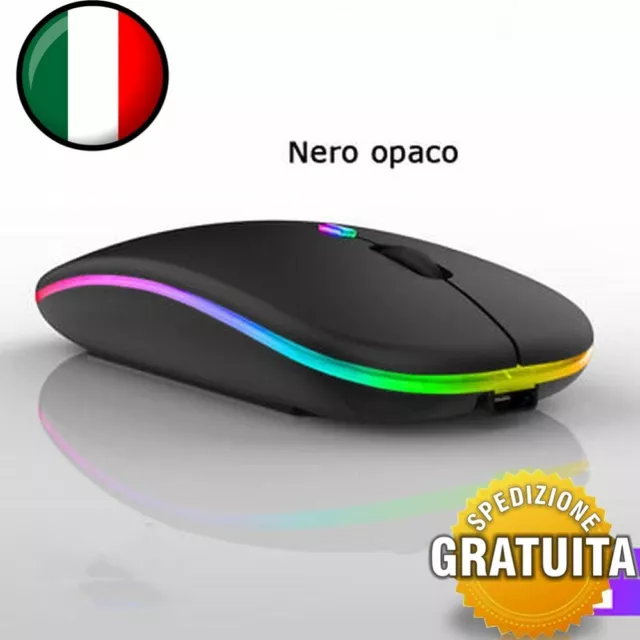 MOUSE SENZA FILI WIRELESS USB 2.4ghz Batteria interna Ricaricabile LED per PC 3