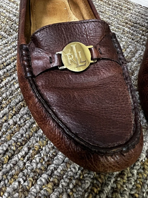 VNTG Lauren Ralph Lauren Womens 8 B Carley Brown Leather Driving Loafers Shoes