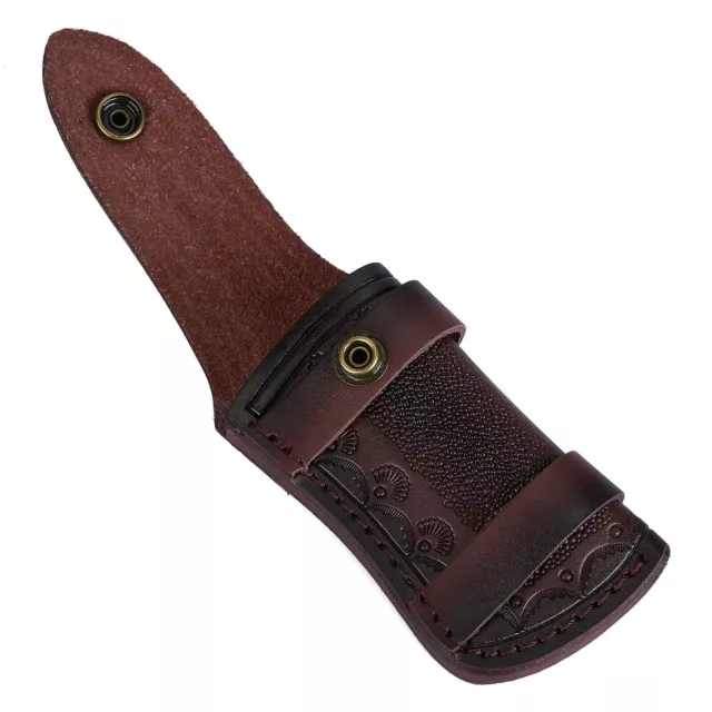 Genuine Leather 4'' Folding Knife Holder Sheath Leather Storage Pouch Belt Bag