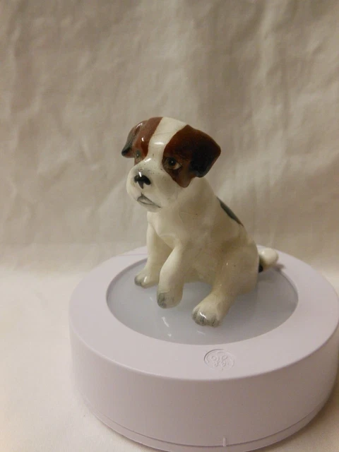 JAPAN DOG TERRIER JACK RUSSEL BROWN/WHT CERAMIC 1 3/4" H MINI  Figurine 1950S