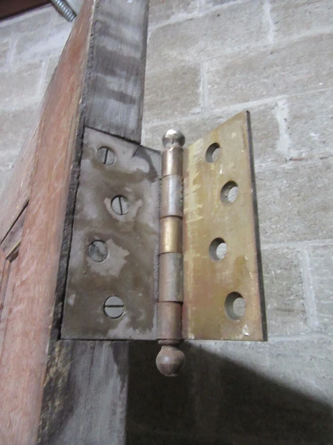 ~ ANTIQUE OAK 6 PANEL DOOR WITH HARDWARE BB ~ 28 x 81.5 ARCHITECTURAL SALVAGE 6