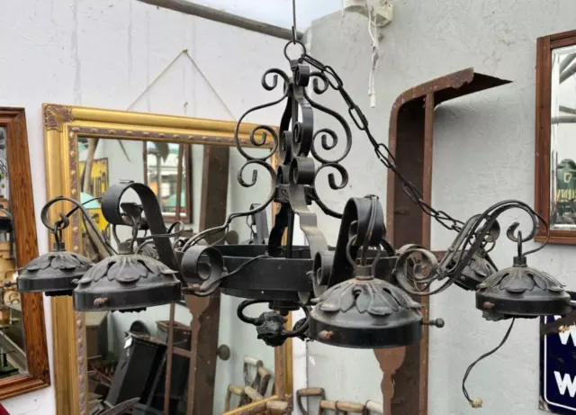 Antique Gothic Cast Iron Chandelier