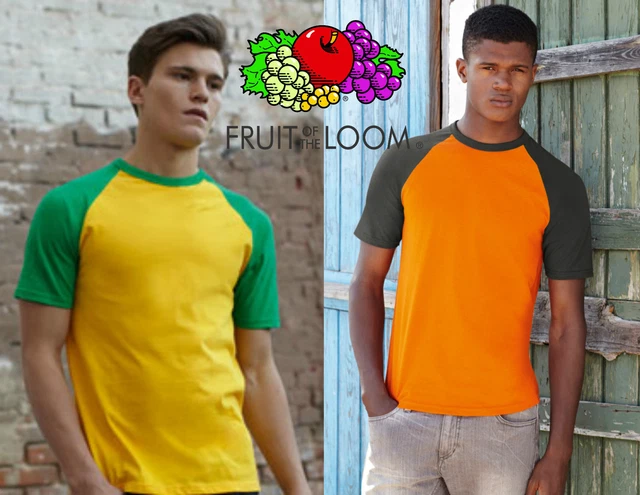 Maglietta T-SHIRT manica corta FRUIT OF THE LOOM maglia UOMO bicolore BASEBALL @