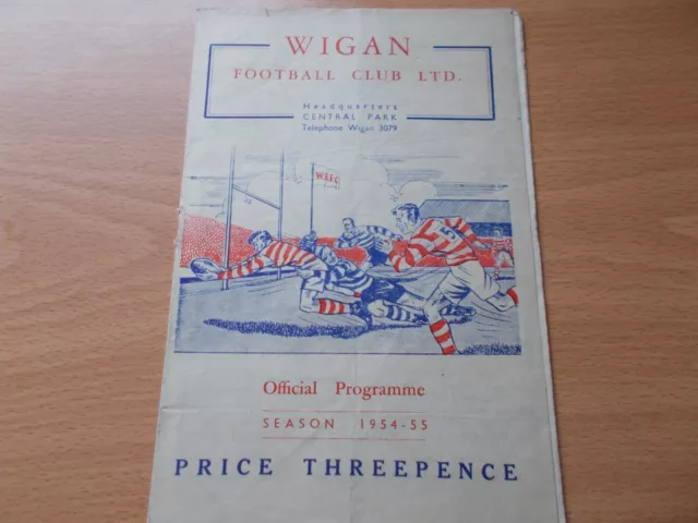 Wigan v  Bradford Northern  Programme dated 25-9-1954. (RL1853)