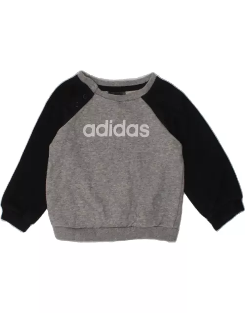 ADIDAS Baby Boys Graphic Sweatshirt Jumper 6-9 Months Grey Colourblock BG21