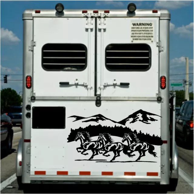 Running Horses Border Horse Trailer Truck RV Camper Decal Stickers 16x30