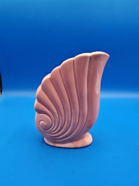 Vase Seashell Cornucopia Pink 6" Mid Century Modern USA Art Pottery