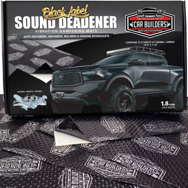 Car Builders Black Label Sound Deadening Mat, Butyl Automotive Sound Deadener