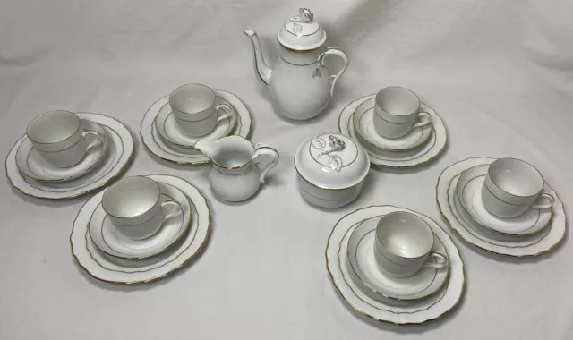 Herend Golden Edge Feher Tea Or Coffee Demitasse Set For Six 23 Pieces 1515