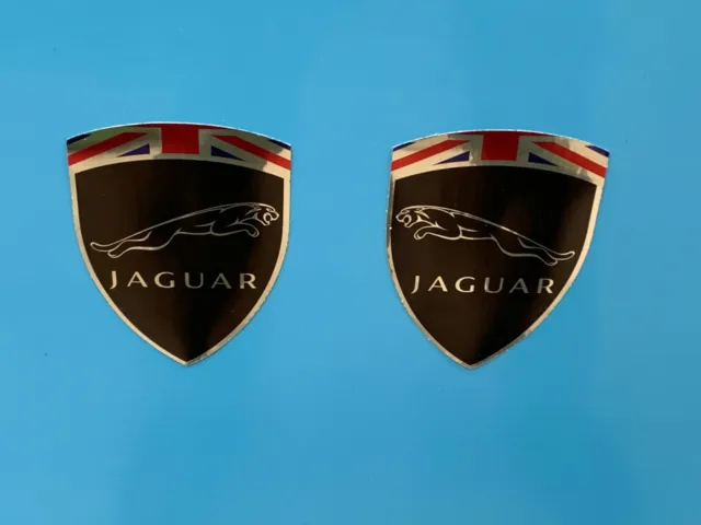 2 adhésifs stickers autocollants noir chrome JAGUAR (idéal ailes avant) 3
