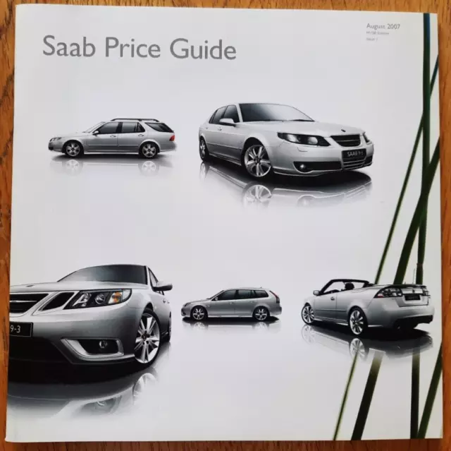 SAAB price list car sales brochure 2007 / 2008, from the UK. Thick catalogue