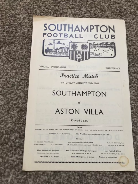 Southampton V Aston Villa Practice Match 1964-65