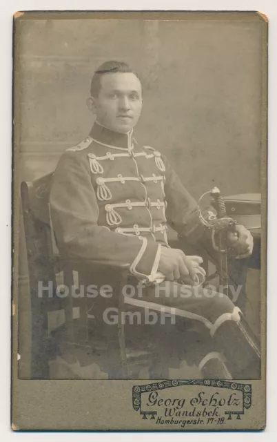 134912, Portraitfoto CDV, Husaren Regiment 15, HR 15, Attila, Krätzchen, Degen