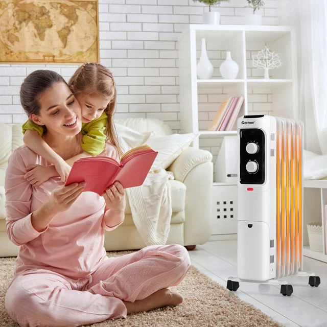 Costway 1500W Oil Filled Heater Portable Radiator Space Heater W/ Adjustable