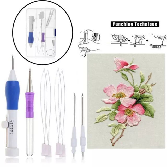 Tools ABS Plastic Threaders Sewing Embroidery Pen Set Punch Needle Knitting