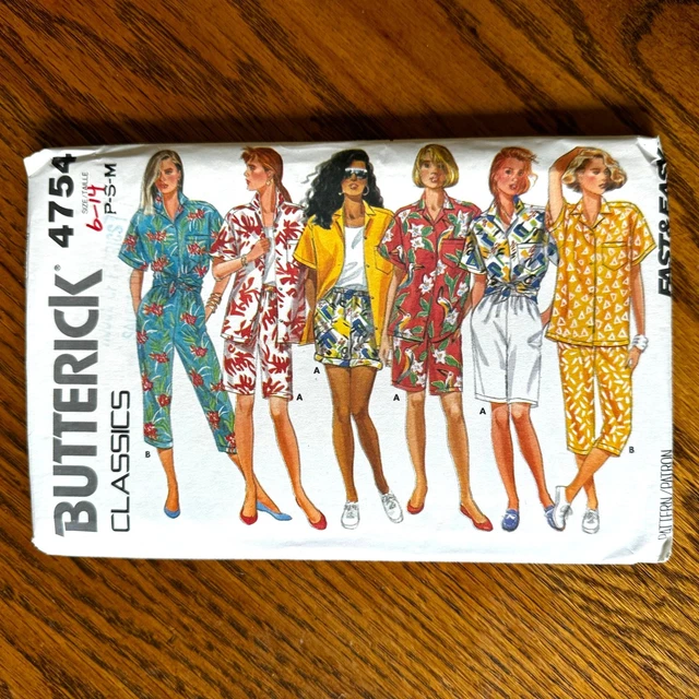UNCUT VINTAGE 1980S Butterick 4754 Sewing Pattern Womens XXS-M Top Pant ...