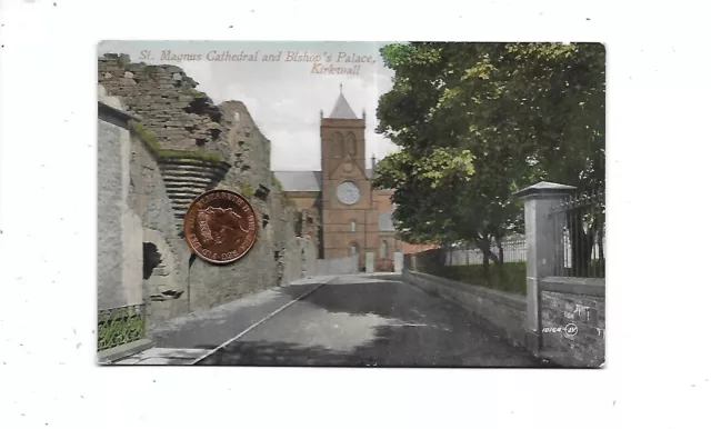 KIRKWALL St Magnus Cathedral & Bishop's Palace Orkney Colour Postcard Early