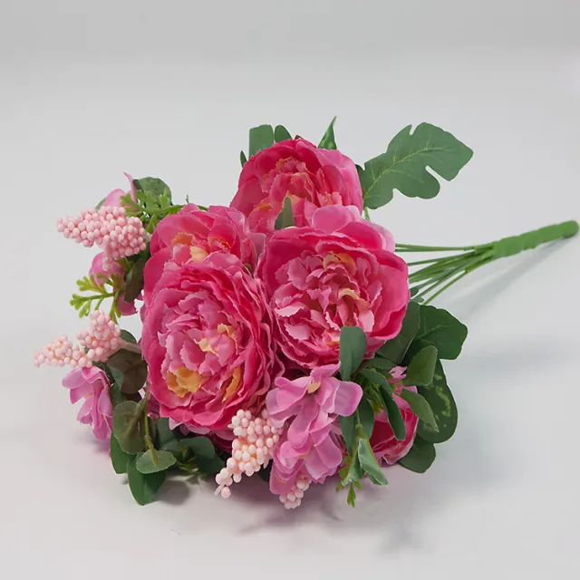 Seta Artificiale Rosa Bouquet di Fiori (NO.7)- 5 Colori Nozze Centrotavola Decor