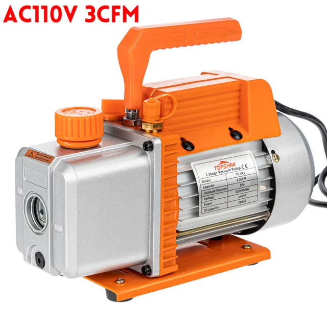 Topshak TS-VP1 3CFM 1/4HP 60HZ Air Vacuum Pump HVAC Refrigeration Conditione √