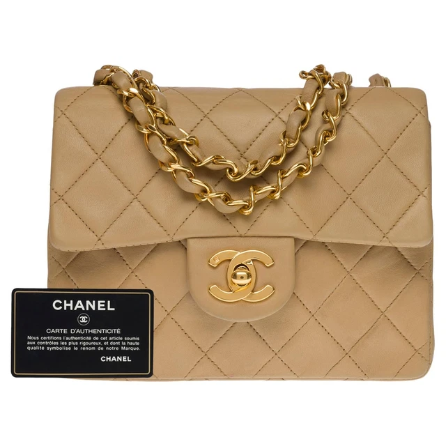 New in Box Authentic CHANEL Pearl Crush Mini Flap Belt Bag Lambskin Beige  GHW