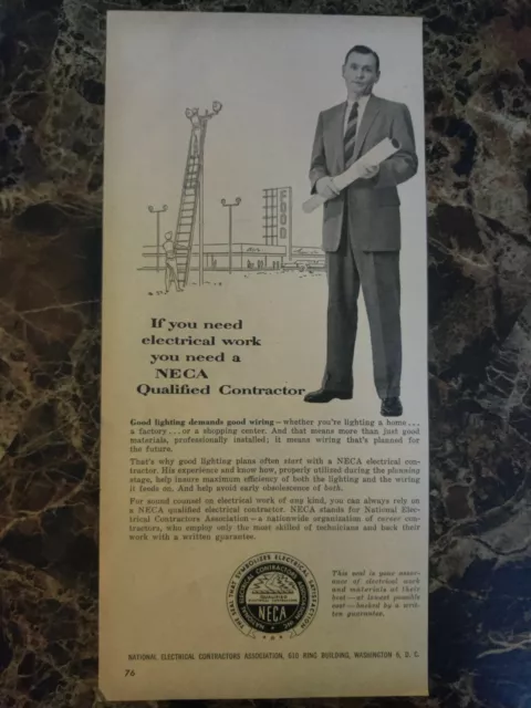 National Electrical Contractors Association Ad 1957 Vintage Magazine Print