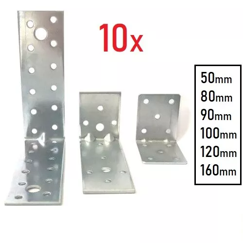 10X Forma L Conector en Ángulo Madera 90 Grad Chapa Perforada Metal Construcción