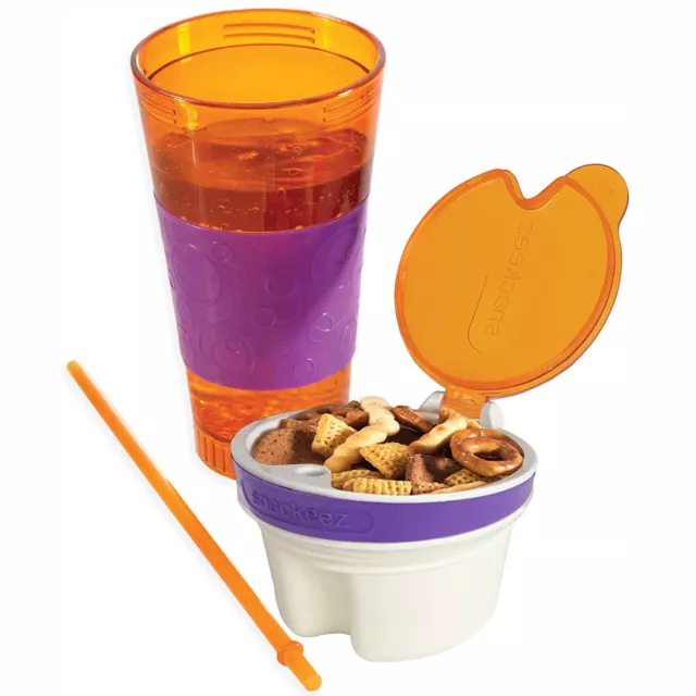 Drink and Snack Cup For Kids Spill Proof 16 oz Tumbler with Straw and Lid Locks