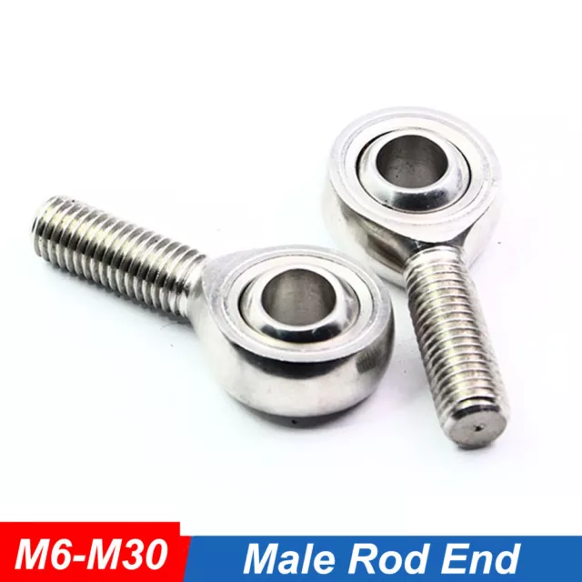 Male Rod End, A2 Stainless Steel Bearing Rose Joint, Left / Right Thread M6-M30