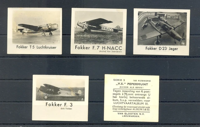 NETHERLANDS AVIATION --FOKKER PLANES-- 5 x SMALL PHOTO CARD- VF