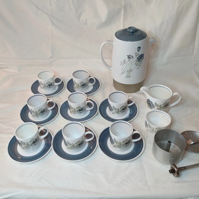 GLEN MIST RUSSELL Hobs Ceramic Wedgewood Coffee Pot 8 cups and saucers