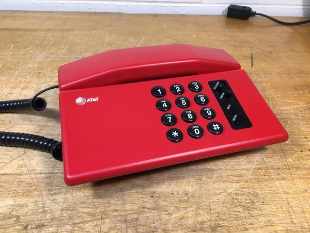 Vintage 80's Retro red Push Button Telephone AT&T Table WORKS NEW!!!